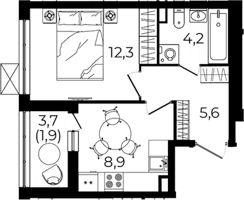 1-комнатная квартира 32.9 м², 2/12 эт., ЖК «А101 Всеволожск»